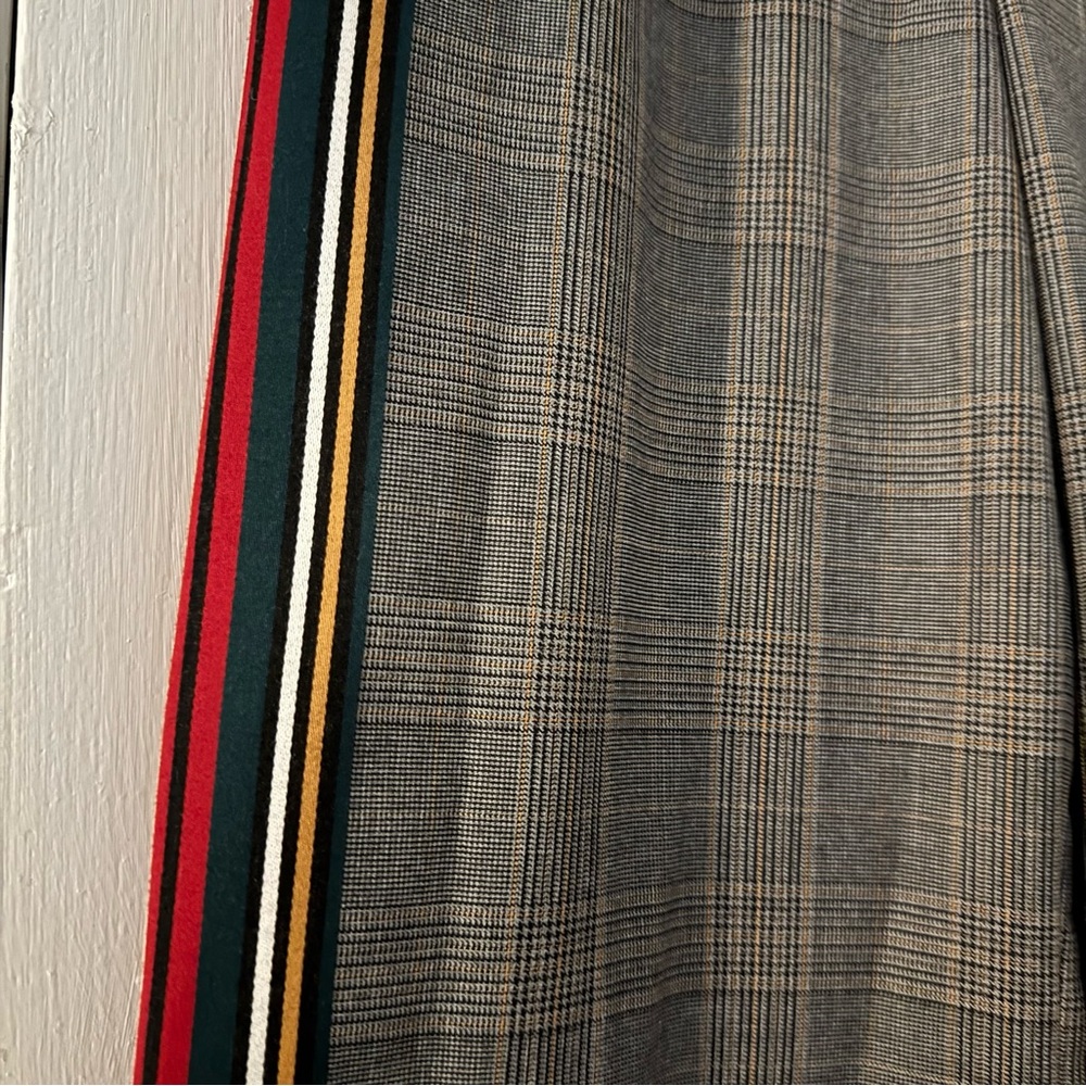 Plaid Side-Strip Skirt in Gray with Multicolor Stripes